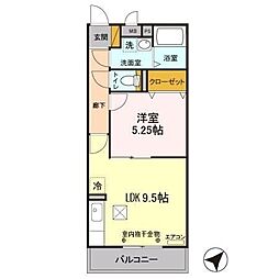 カインドコープ2 1LDKの間取図画像