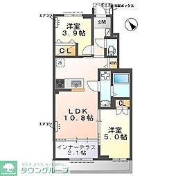 ZEUS野田I 2LDKの間取図画像