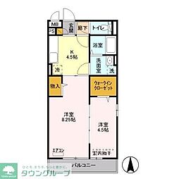 プランドール幸房弐番館 2Kの間取図画像