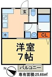 ルシェネ1 1Kの間取図画像