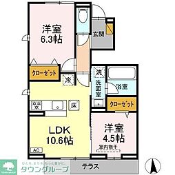 リッシュセゾン E 2LDKの間取図画像