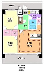 リアン 2LDKの間取図画像