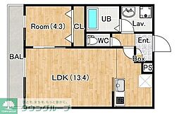 シエーナ北小金III 1LDKの間取図画像