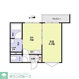 クロレ南流山2 1DKの間取図画像