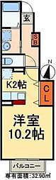 シャトレハイム3 1Kの間取図画像