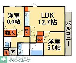ベルジュ柏旭町 2LDKの間取図画像