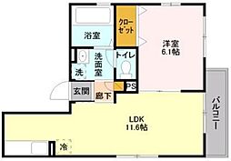 クラルテ 1LDKの間取図画像