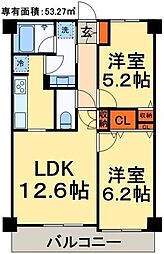 ウッドライク三郷 2LDKの間取図画像