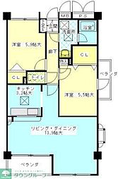 ヌーベルバーグ常盤平 2LDKの間取図画像
