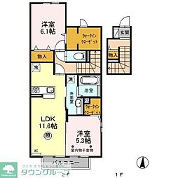 ハーモニーテラス 2LDKの間取図画像