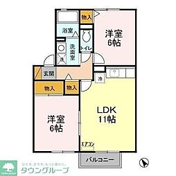 サンモール2号棟 2LDKの間取図画像