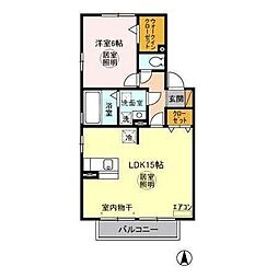 ロイヤルヒルズ春日B 1LDKの間取図画像