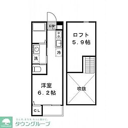 フェイストハイツ ワンルームの間取図画像