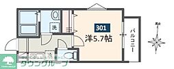 MELDIA秋山 1Kの間取図画像