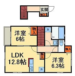 SophiaCおおたかの森 2LDKの間取図画像