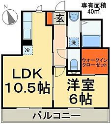 Pearl3 1LDKの間取図画像