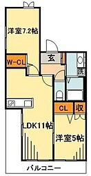 アクアマリン 2LDKの間取図画像