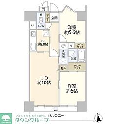 ライオンズプラザ松戸中央公園 2LDKの間取図画像