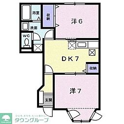 フラワータウンC館 2DKの間取図画像