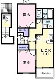 カーサ・ヴェルデ 2LDKの間取図画像