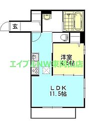 CalmHills5番館 1LDKの間取図画像