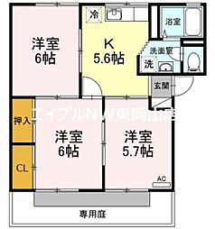 ノーブル清水C 3Kの間取図画像