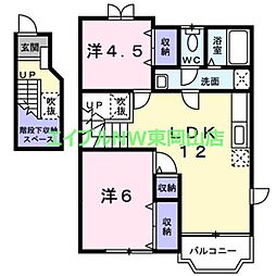 クレストールヨネダA 2LDKの間取図画像