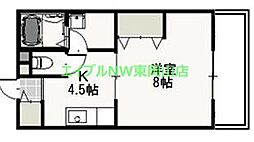 ウヴリール 1Kの間取図画像