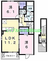 プレジデント富士B 2LDKの間取図画像