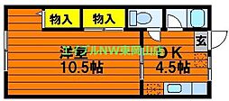 土田コーポ 1DKの間取図画像