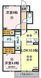 トリシア関 2LDKの間取図画像
