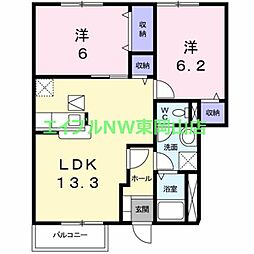 ガーデンコートB 2LDKの間取図画像