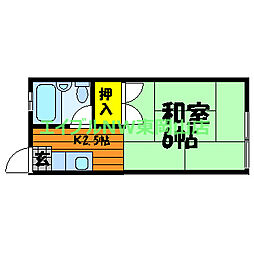 ハイツアクアマリン 1Kの間取図画像