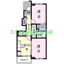 サニーグリーンD 2DKの間取図画像
