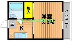 ドゥリーム浜 1Kの間取図画像