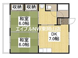 平岡コーポ 2DKの間取図画像