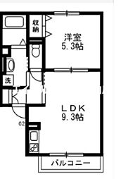 ヴィレッジ・ハルミ1 1LDKの間取図画像