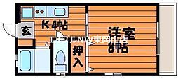 プティオーベルニュ 1Kの間取図画像