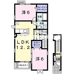 プロニティーハウス共生 2LDKの間取図画像