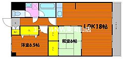 コスモハイツ関 2LDKの間取図画像