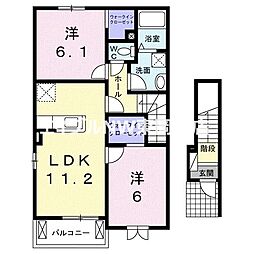 ラメールB 2LDKの間取図画像