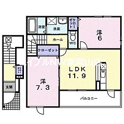 メリディオ操山 2LDKの間取図画像