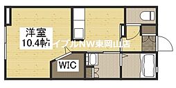PRONUBE関Ｂ 1階ワンルームの間取り