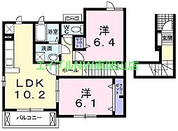 メゾン・ド・ソレイユC 2LDKの間取図画像
