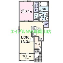リベルタ71 I 1LDKの間取図画像