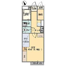 MARUBISHIアパート大橋A棟 1Kの間取図画像