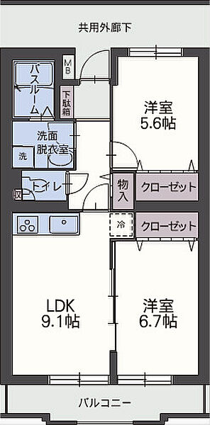 アンビシオン 303｜静岡県裾野市平松(賃貸マンション2LDK・3階・53.20㎡)の写真 その2