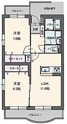 フルスパシェンテ 2LDKの間取図画像