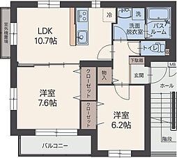ベルティストン 2LDKの間取図画像