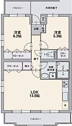 オーポンスクエア 2LDKの間取図画像